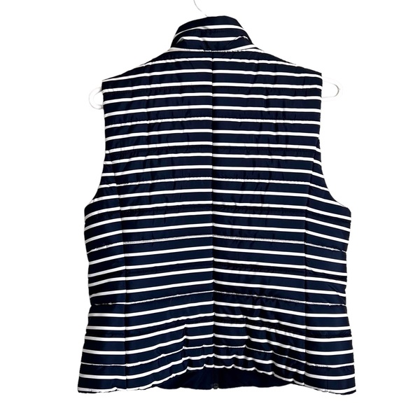 LOFT Puffer Vest Navy Blue White Stripe Nautical Preppy Neutral Coastal Small - Picture 7 of 7